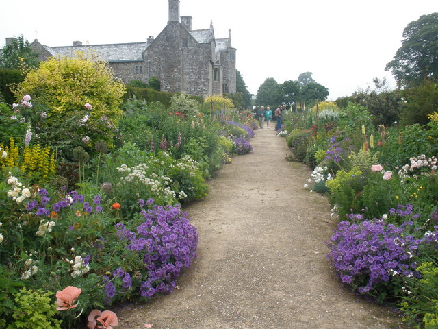 The long border at Cadhay House one of the many attractions near to the Talaton Inn, Talaton near Ottery St Mary, Devon